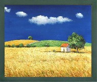 Пейзаж. Маленький домик на пшеничном поле