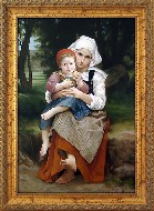 Женщина с ребенком на коленях