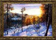 Солнечный свет на склоне зимнего леса