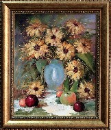 Натюрморт с цветами и фруктами. Копия