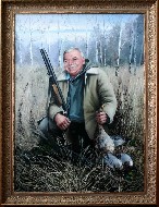 Портрет охотника с ружьем и утками