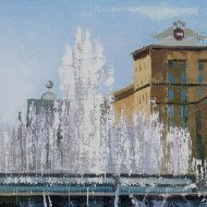 Вид на фонтан и часовню. Новосибирск
