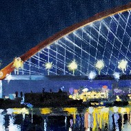 Бугринский мост ночью