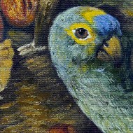 Фруктовый натюрморт с попугаем