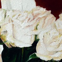Портрет девушки с букетом белых роз