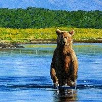 Дальневосточный пейзаж с медведем