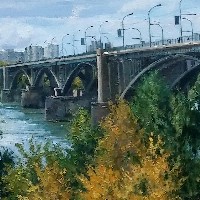 Осенью возле Октябрьского моста в Новосибирске