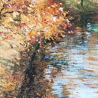 Катерок на живописной речке в красках осени