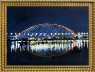 Бугринский мост ночью