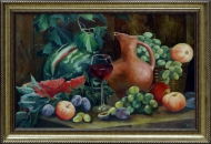Натюрморт с бокалом, фруктами и кувшином