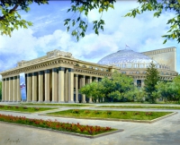 Около Оперного театра в Новосибирске